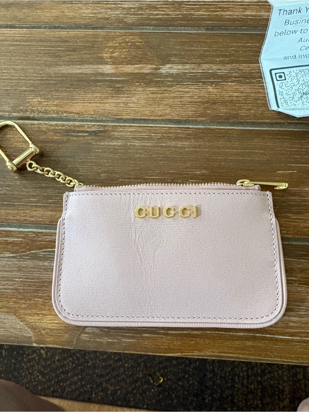 Gucci Pale Pink Leather Zip Card Pouch with Gold Hardware - Picture 1 of 5
